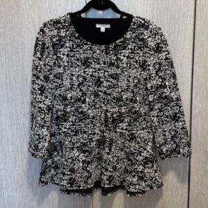 Halston Black and White Blouse, Size Large